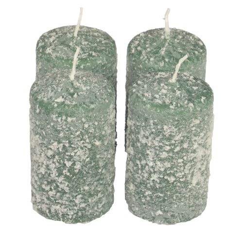 Article Bougies piliers Bougies de Noël d&#39;hiver vert 60×100mm 4pcs