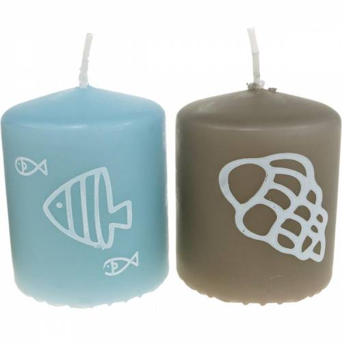 Floristik24 Bougies Pilier 60/50 Bougie Décoration Maritime Décoration D'été Mélanger Bougie Safe 4pcs