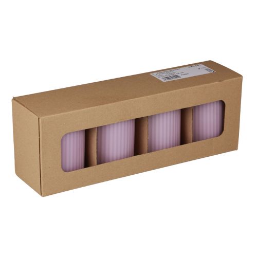 Floristik24 Bougies piliers bougies rainurées lilas décoration 70/90mm 4 pcs