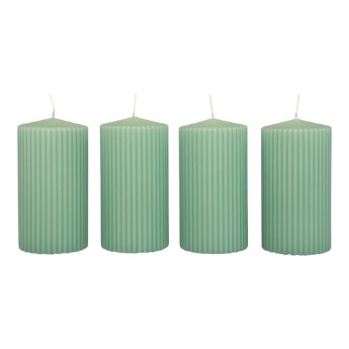 Bougies piliers bougies rainurées vert émeraude 70/130mm 4pcs
