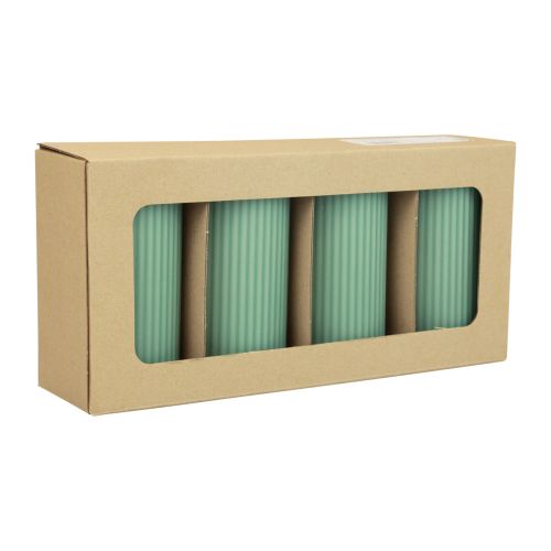 Article Bougies piliers vertes émeraude rainurées 70/130 mm 4 pièces