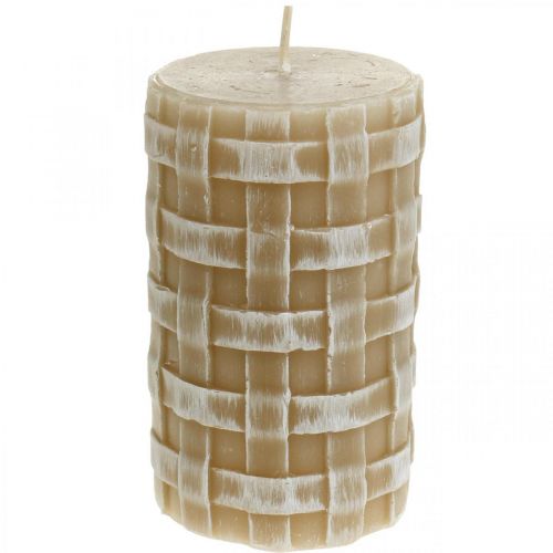 Bougies de cire rustique, bougies pilier marron, bougies tressées 110/65 2pcs