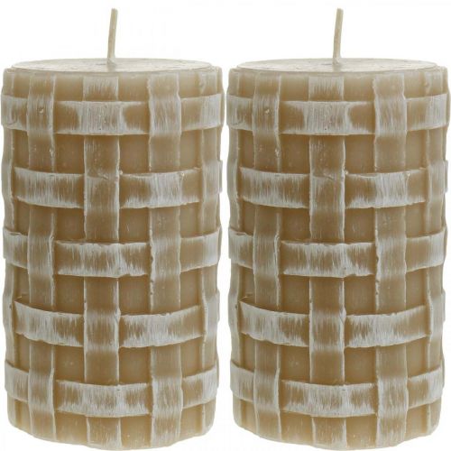 Article Bougies de cire rustique, bougies pilier marron, bougies tressées 110/65 2pcs