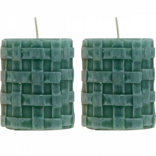 Bougies pilier Rustique 80/65 bougie verte décoration bougie 2pcs