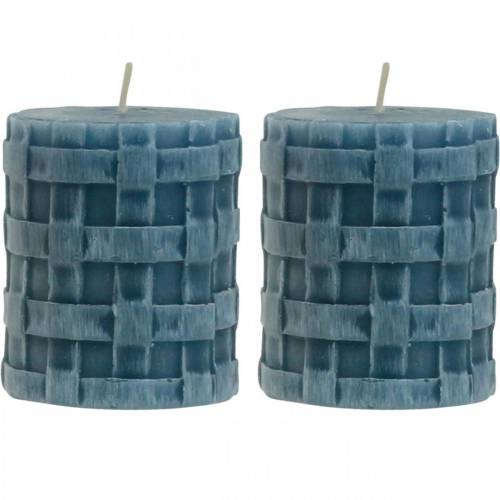 Article Bougies pilier bleu rustique 80/65 bougies rustique 2pcs