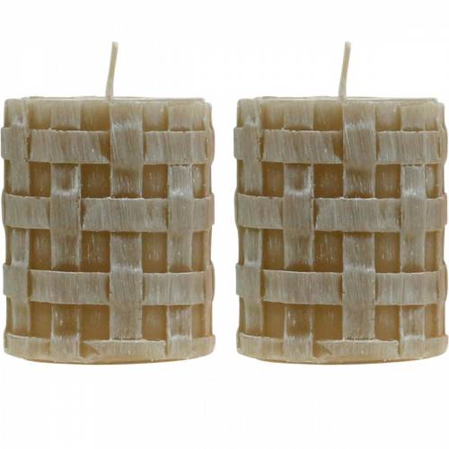 Floristik24 Bougies piliers brun rustique 80/65 bougies bougies rustiques décoration 2pcs