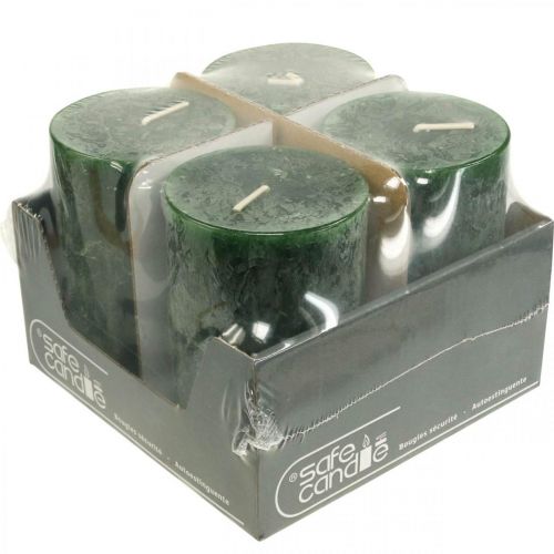Article Bougies de couleur unie Bougies pilier vert foncé 70×110mm 4pcs