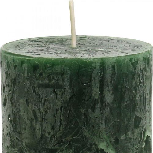 Article Bougies de couleur unie Bougies pilier vert foncé 70×110mm 4pcs
