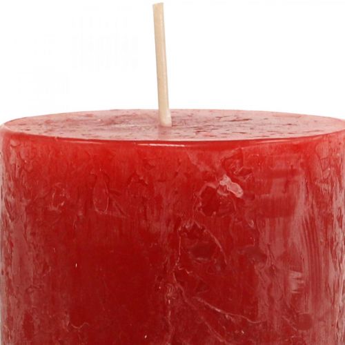 Article Bougies piliers Bougies de l'Avent de couleur rustique rouge 70/110mm 4pcs