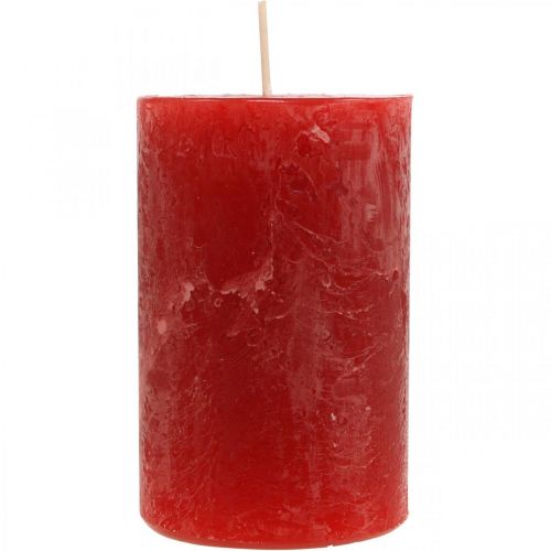 Bougies piliers Bougies de l&#39;Avent de couleur rustique rouge 70/110mm 4pcs