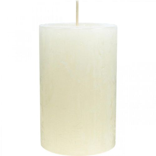 Article Bougies piliers Bougies de l&#39;Avent de couleur rustique blanc 70/110mm 4pcs