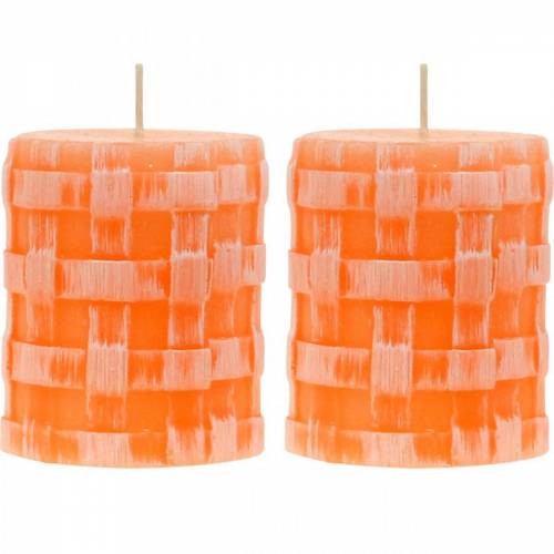 Bougies pilier Rustic Orange 80/65 bougie bougies de cire rustique 2pcs