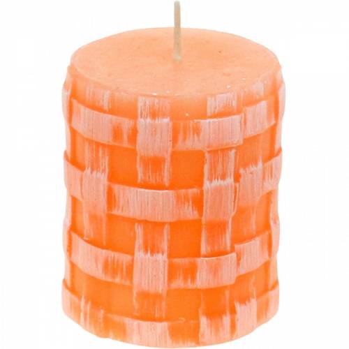 Article Bougies pilier Rustic Orange 80/65 bougie bougies de cire rustique 2pcs