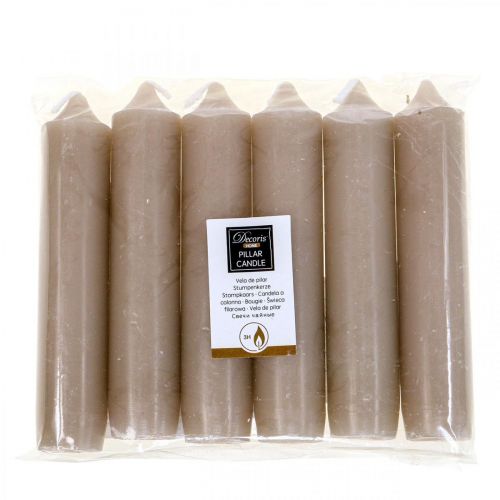 Floristik24 Bougies piliers bougies courtes grises Ø2.2cm H11cm 6pcs