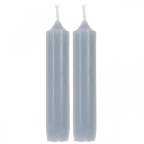Bougies piliers bleu clair, courtes, Ø2,2cm, H11cm, 6 pièces