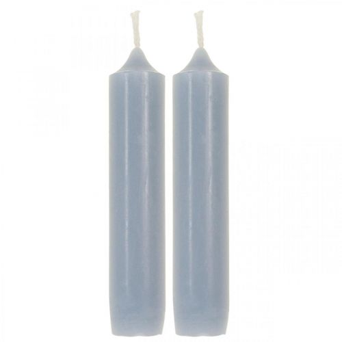 Floristik24 Bougies piliers bleu clair, courtes, Ø2,2cm, H11cm, 6 pièces