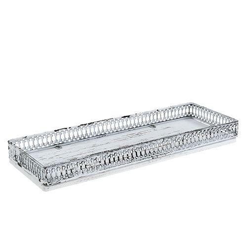 Floristik24 Tablette rectangulaire blanche 36 x 13 cm H. 4 cm 1 p.