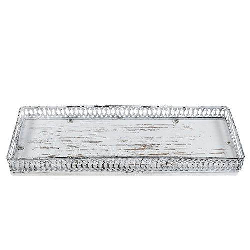 Floristik24 Tablette rectangulaire blanche 36 x 13 cm H. 4 cm 1 p.