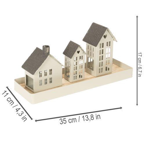 Ensemble de trois phares en métal sur plateau, 35 cm, 1 ensemble | Floristik24.be