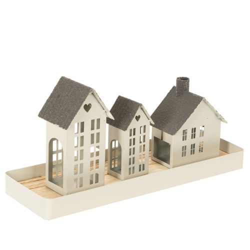 Ensemble de trois phares en métal sur plateau, 35 cm, 1 ensemble | Floristik24.be