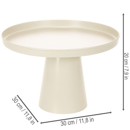 Plateau décoratif rond couleur crème, 30 cm, sur un support pour la décoration de table | Floristik24.be
