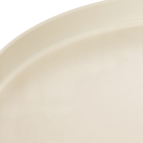 Plateau décoratif rond couleur crème, 30 cm, sur un support pour la décoration de table | Floristik24.be