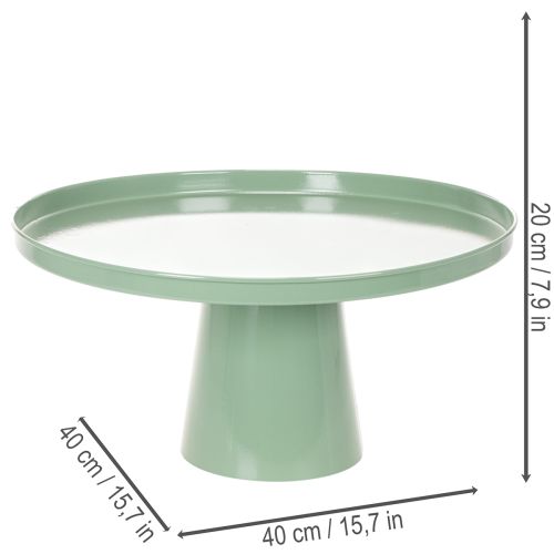 Table décorative ronde en métal vert, 40 cm de diamètre, à rebord haut. | Floristik24.be