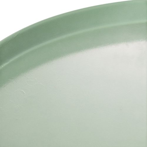 Table décorative ronde en métal vert, 40 cm de diamètre, à rebord haut. | Floristik24.be