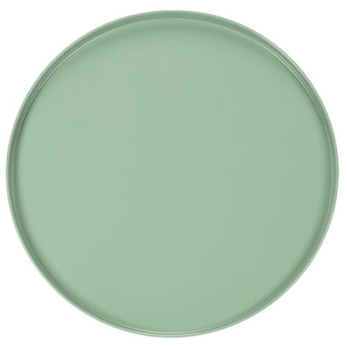 Table décorative ronde en métal vert, 40 cm de diamètre, à rebord haut. | Floristik24.be