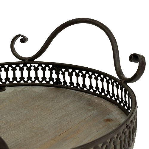 Article Plateau avec anses Ø20cm H8,5cm marron