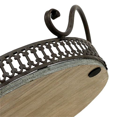 Article Plateau avec anses Ø20cm H8,5cm marron