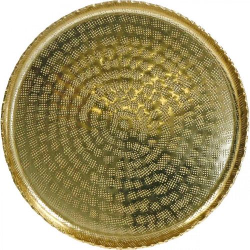 Floristik24 Plateau rond en métal, assiette décorative dorée, décoration orientale Ø30cm