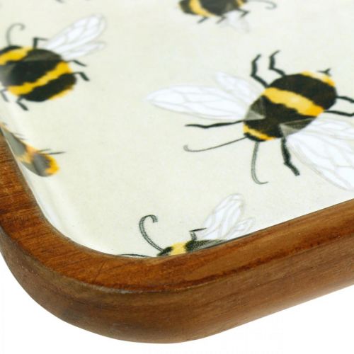 Floristik24 Plateau déco carré bois abeilles plateau déco été 35×23.5×2cm