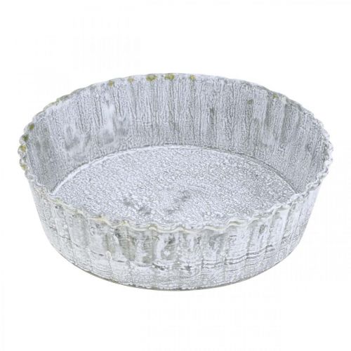 Assiette en métal en forme de biscuit, plateau décoratif rond, décoration de table blanc lavé Ø14cm H4cm