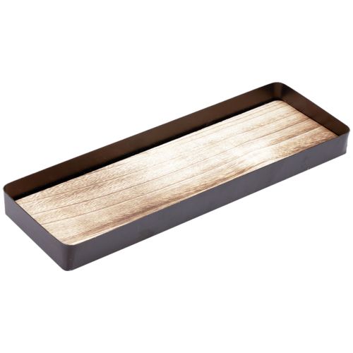 Floristik24 Plateau décoratif métal bois plateau métal socle bois 40x13x3cm