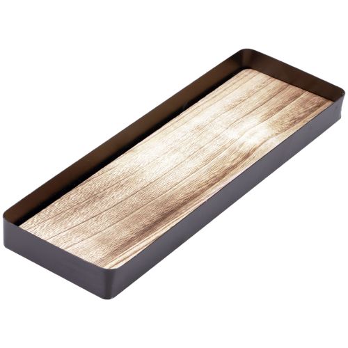 Article Plateau décoratif métal bois plateau métal socle bois 40x13x3cm