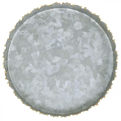 Article Plateau métal rond, assiette bougie, décoration de table argent/doré Ø15cm H2cm
