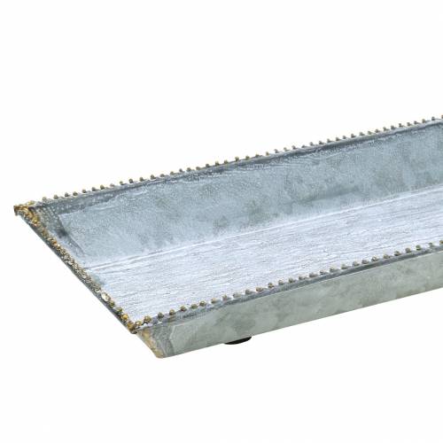 Floristik24 Plateau décoratif en zinc lavé blanc 40cm × 15cm