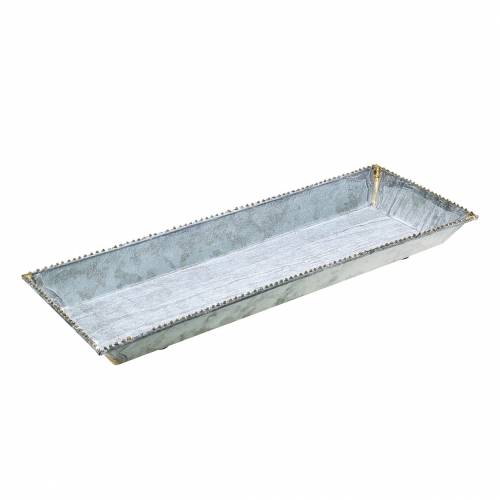 Floristik24 Plateau de Noël zinc lavé blanc 60×15cm