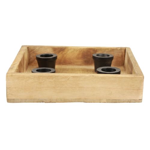 Floristik24 Plateau à bougies plateau en bois bougeoir bâton naturel 20cm