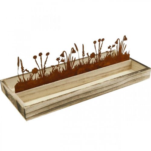 Floristik24 Plateau en bois prairie printanière, décoration de Pâques, plateau décoratif rouille noble 35 × 15cm