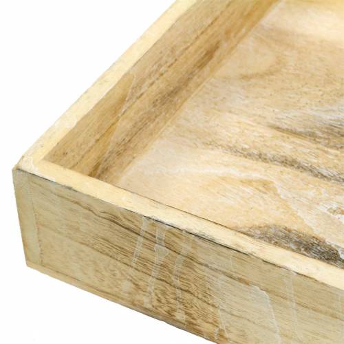Floristik24 Plateau carré en bois, blanc délavé 30 × 30cm / 25 × 25cm, lot de 2