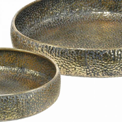 Floristik24 Bol oriental en métal, vase décoratif à planter Doré, aspect antique Ø49 / 38cm, lot de 2