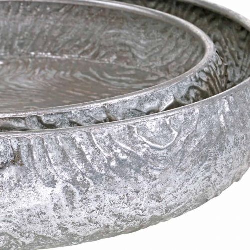 Article Bol décoratif argenté rond en métal aspect antique Ø50/38cm lot de 2