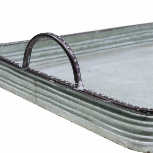 Floristik24 Plateau déco avec poignées métal argenté 30cm/37cm/45cm lot de 3