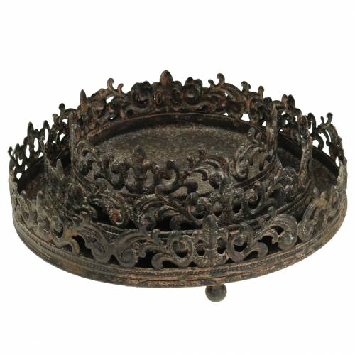 Floristik24 Plateau métal antique Ø16 / 20 / 25cm 3pcs