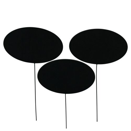 Floristik24 Piquets pour pots de fleurs Ovale Noir Bois 10×6cm 12pcs
