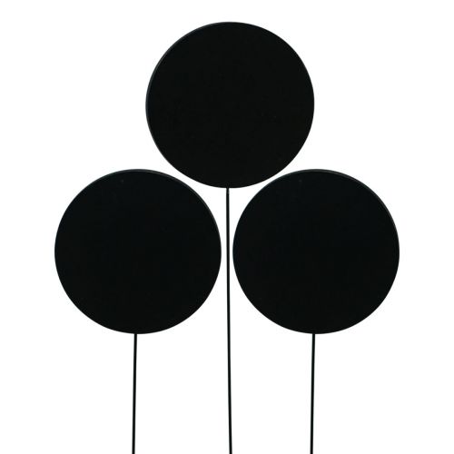 Floristik24 Décoration de table bois rond noir bouchon métal Ø7,5cm 12pcs