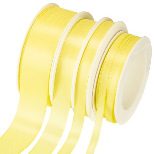 Ruban cadeau taffetas jaune clair différentes tailles 50 m
