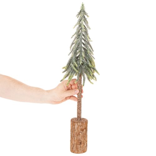 Sapin artificiel, finition givrée, avec socle en bois, décoration hivernale, 60 cm | Floristik24.be